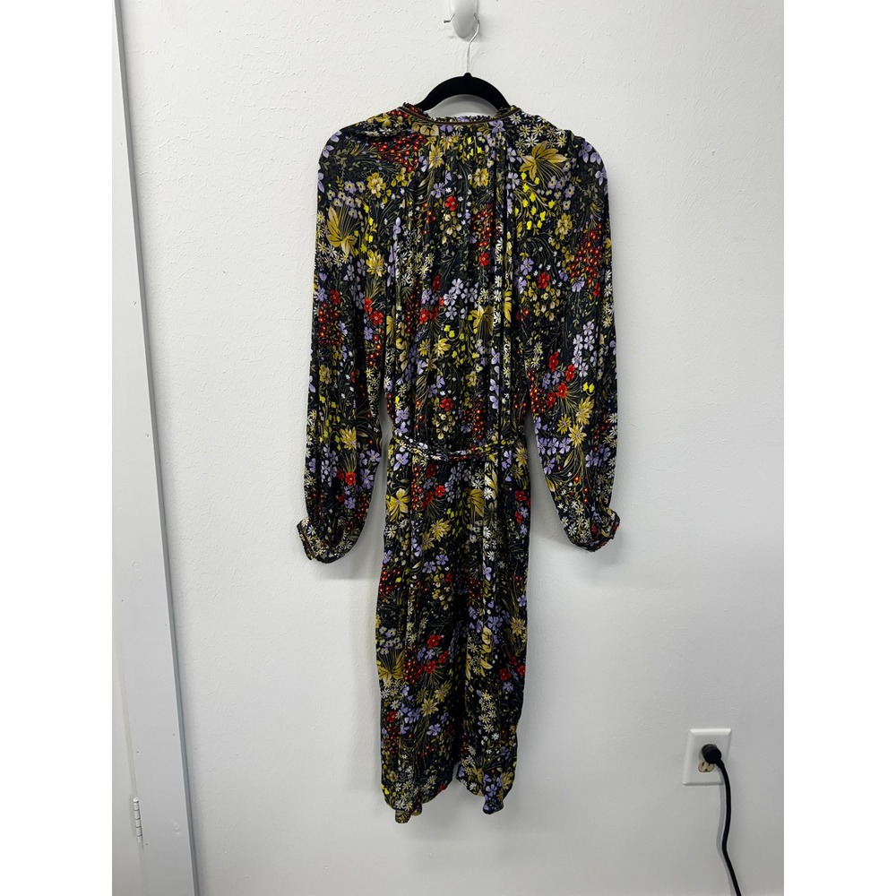 Per Una Navy Wild Garden Floral Shirt Dress Velvet Trim Belted Long Sleeve 10 - Picture 10 of 13